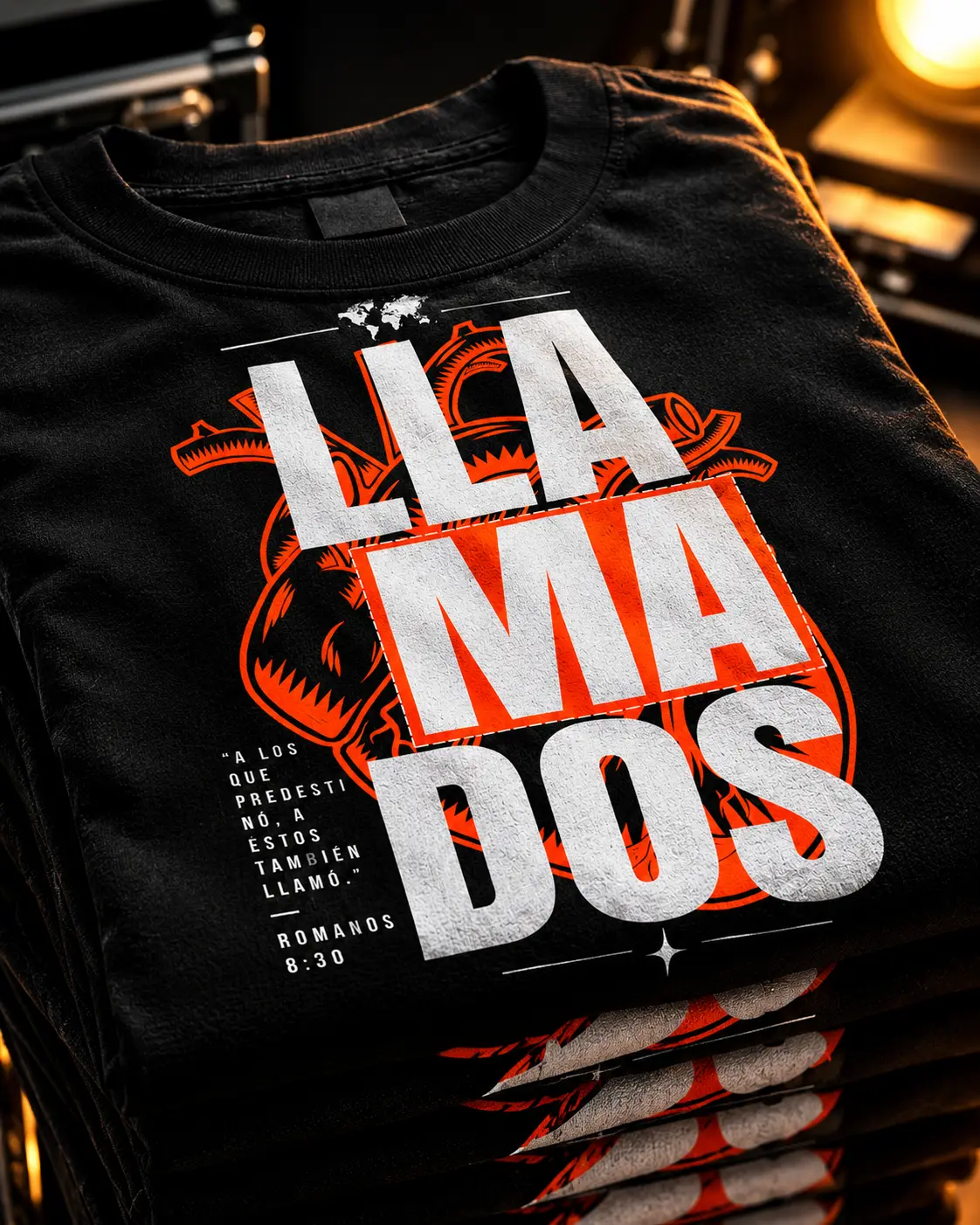 Camiseta negra con diseño cristiano Llamados